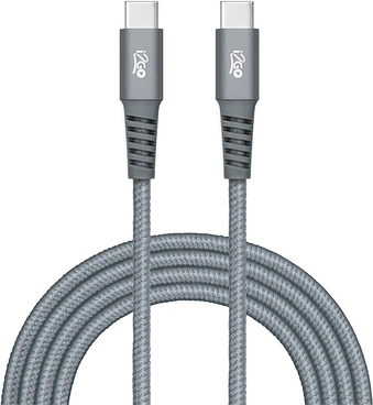 Cabo USB-C + USB-C I2GO 2m 3A Nylon Trançado Chumbo - I2GO PRO - Ekonomia