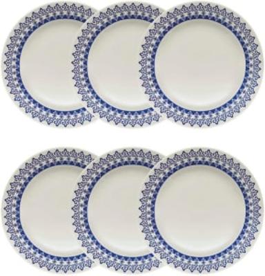 Conjunto com 6 Pratos Biona Donna Grécia Azul/Marfim 24 cm - Ekonomia