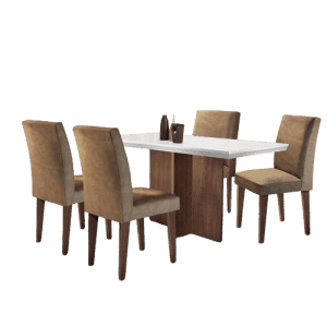 Conjunto Sala de Jantar Olimpia com 4 Cadeiras Grécia Rufato - Ekonomia