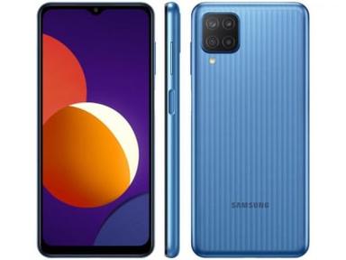 Smartphone Samsung Galaxy M12 64GB Azul 4G - 4GB RAM Tela 6,5” Câm. Quádrupla + Selfie 8MP - Ekonomia