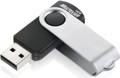 Multilaser - PD588 Pen Drive Twist 16GB USB Leitura 10MB/s e Gravação 3MB/s Preto - Ekonomia