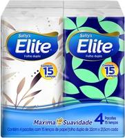 Lenço de Papel Elite Softy'S Máxima Suavidade 4 Pacotes com 15Fls Cada, Elite, Azul, 4 Unidades - Ekonomia