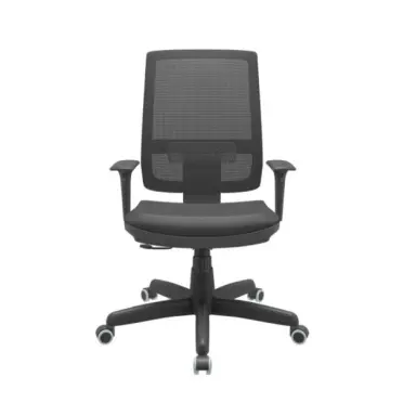 Cadeira Escritório Presidente Brizza NR17 com Mecanismo Relax Assento Poliéster Plaxmetal Preta - Ekonomia