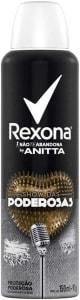 2 Unidades - Desodorante Antitranspirante Aerosol Rexona Show das Poderosas By Anitta - 150Ml - Ekonomia