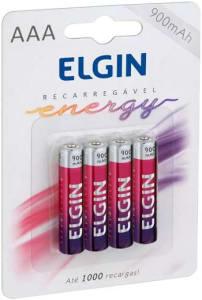 Pilha Recarregável Ni-MH AAA-900mAh blister com 4 pilhas - Elgin - Baterias - 82169 - Ekonomia