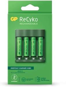 Carregador USB Recyko Everyday (B421) com 4 Pilhas Aaa 850mah - GP Batteries - Ekonomia