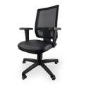 Cadeira Presidente Brizza NR 17 Tela Back System Braço 3D Com Assento Poliéster Plaxmetal Preta - Ekonomia