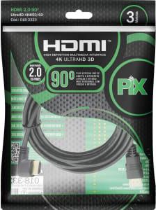Cabo HDMI 2.0 90 Graus 4K HDR 19P 3M PIX Gold - Preto - Ekonomia